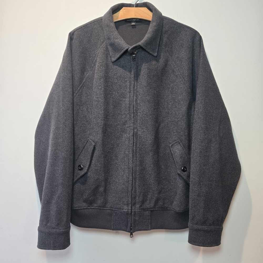 Banana Republic Moleskin Jacket Tweed Garage Bomber Men's Large Heather Gray